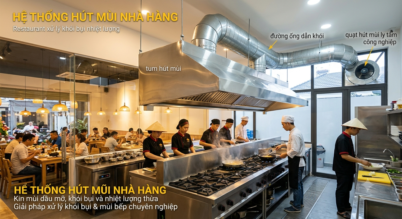 Hệ Thống Hút Mùi Nhà Hàng Giải Pháp Xử Lý Khói Bụi Mùi Bếp Chuyên Nghiệp